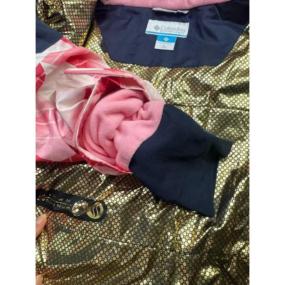 Columbia Girl's Pink Navy Mighty Mogul II Insulated‎ Winter Snow Jacket Size XL